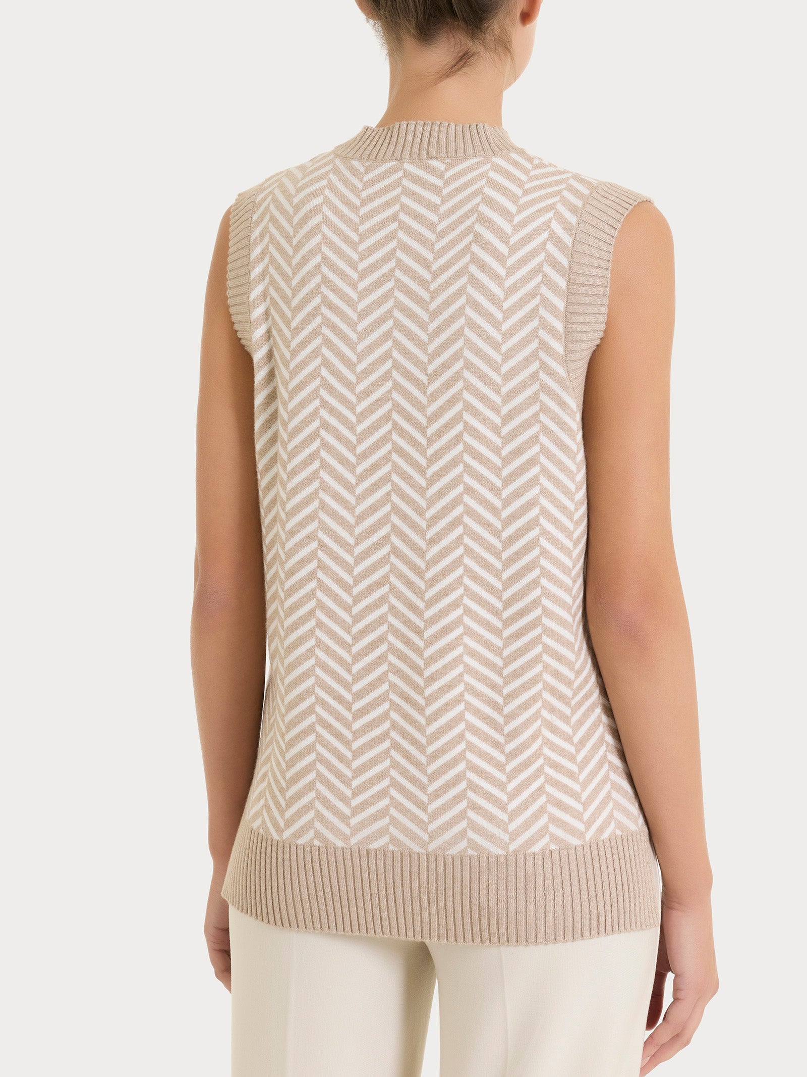 Maglia smanicata con fantasia spigata in Super Soft Grigi Donna - Ragno