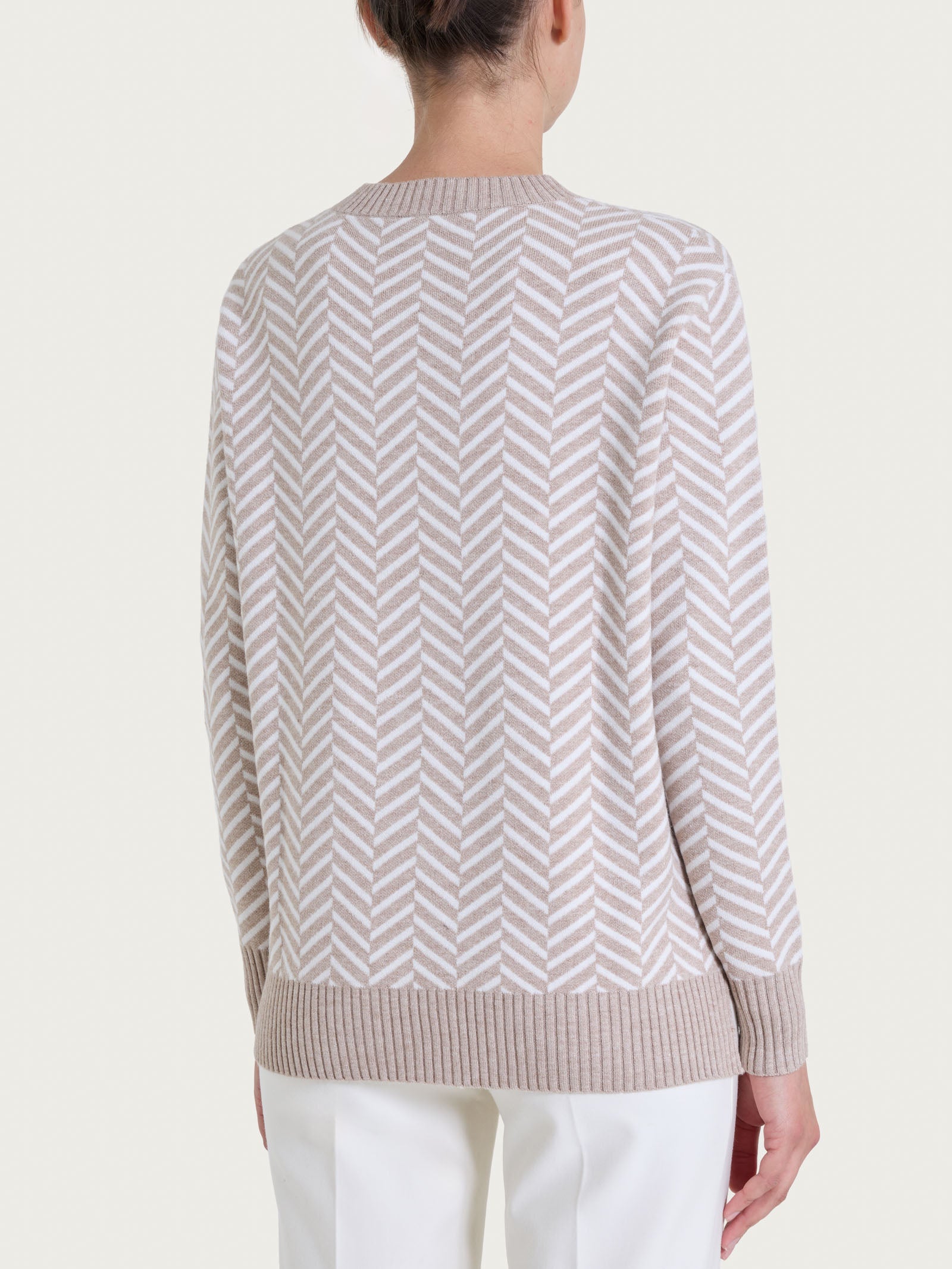 Maglia girocollo con fantasia spigata in Super Soft Grigi Donna - Ragno