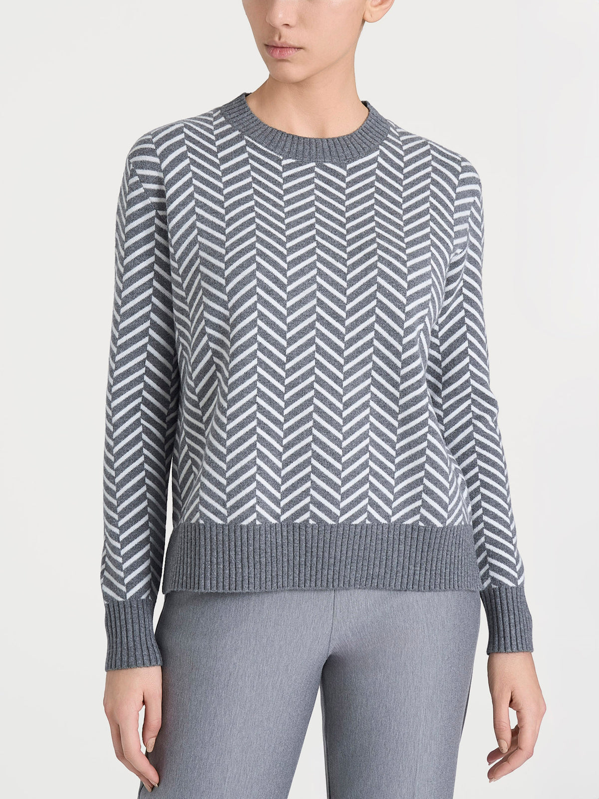 Maglia girocollo con fantasia spigata in Super Soft Neri Donna - Ragno