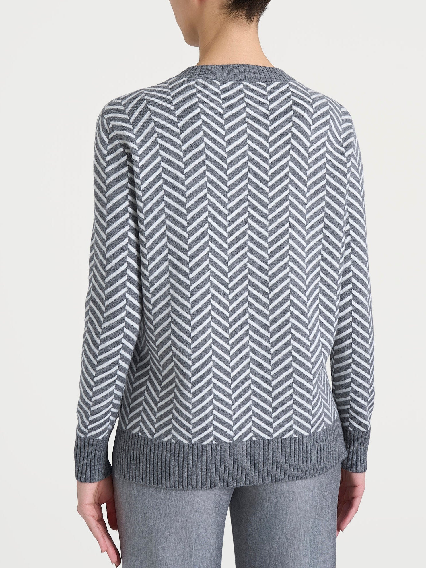 Maglia girocollo con fantasia spigata in Super Soft Neri Donna - Ragno