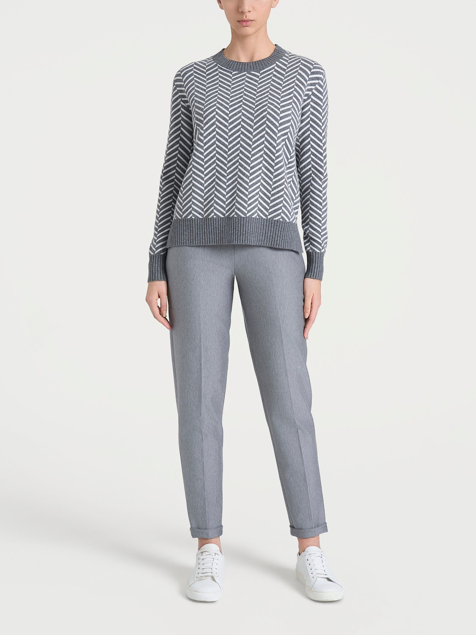 Maglia girocollo con fantasia spigata in Super Soft Neri Donna - Ragno