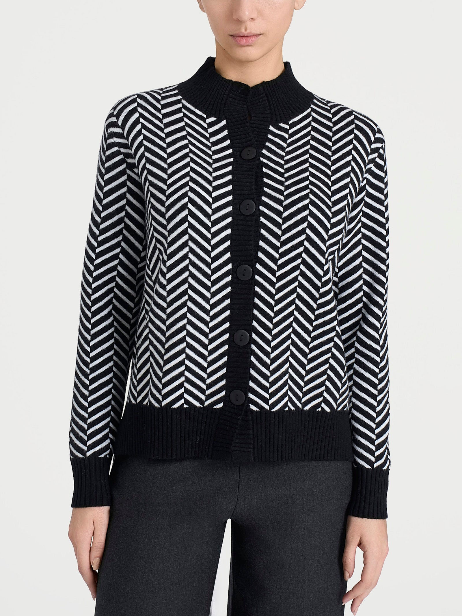 Cardigan corto con fantasia spigata in Super Soft Neri Donna - Ragno