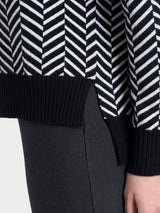 Cárdigan corto con estampado de espiga en Super Soft Negro para mujer - Ragno