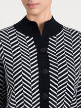 Cárdigan corto con estampado de espiga en Super Soft Negro para mujer - Ragno