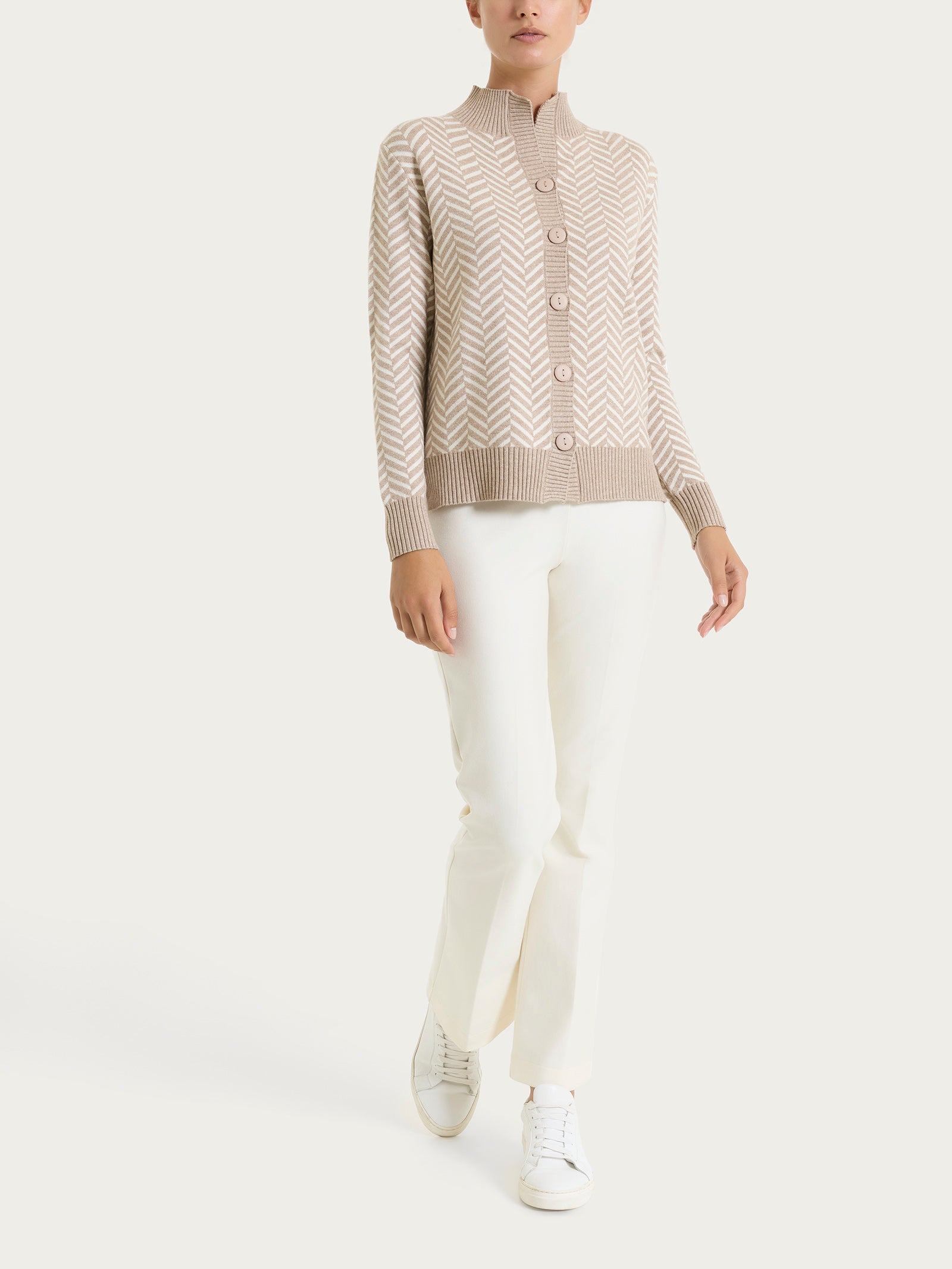 Cardigan corto con fantasia spigata in Super Soft Grigi Donna - Ragno