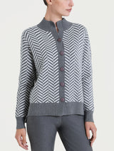 Cardigan corto con fantasia spigata in Super Soft Neri Donna - Ragno