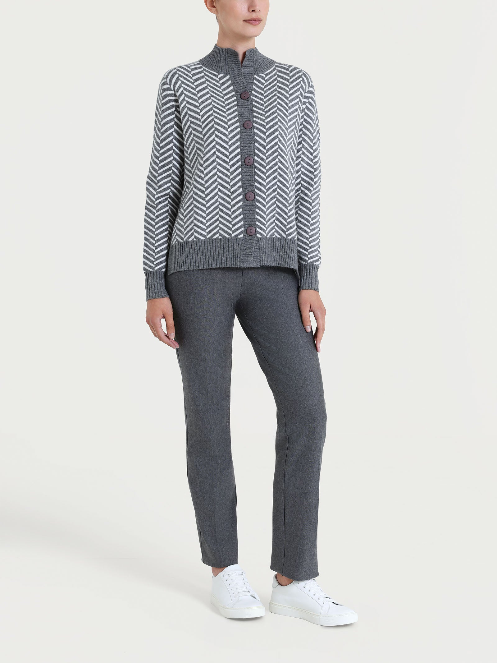 Cardigan corto con fantasia spigata in Super Soft Neri Donna - Ragno