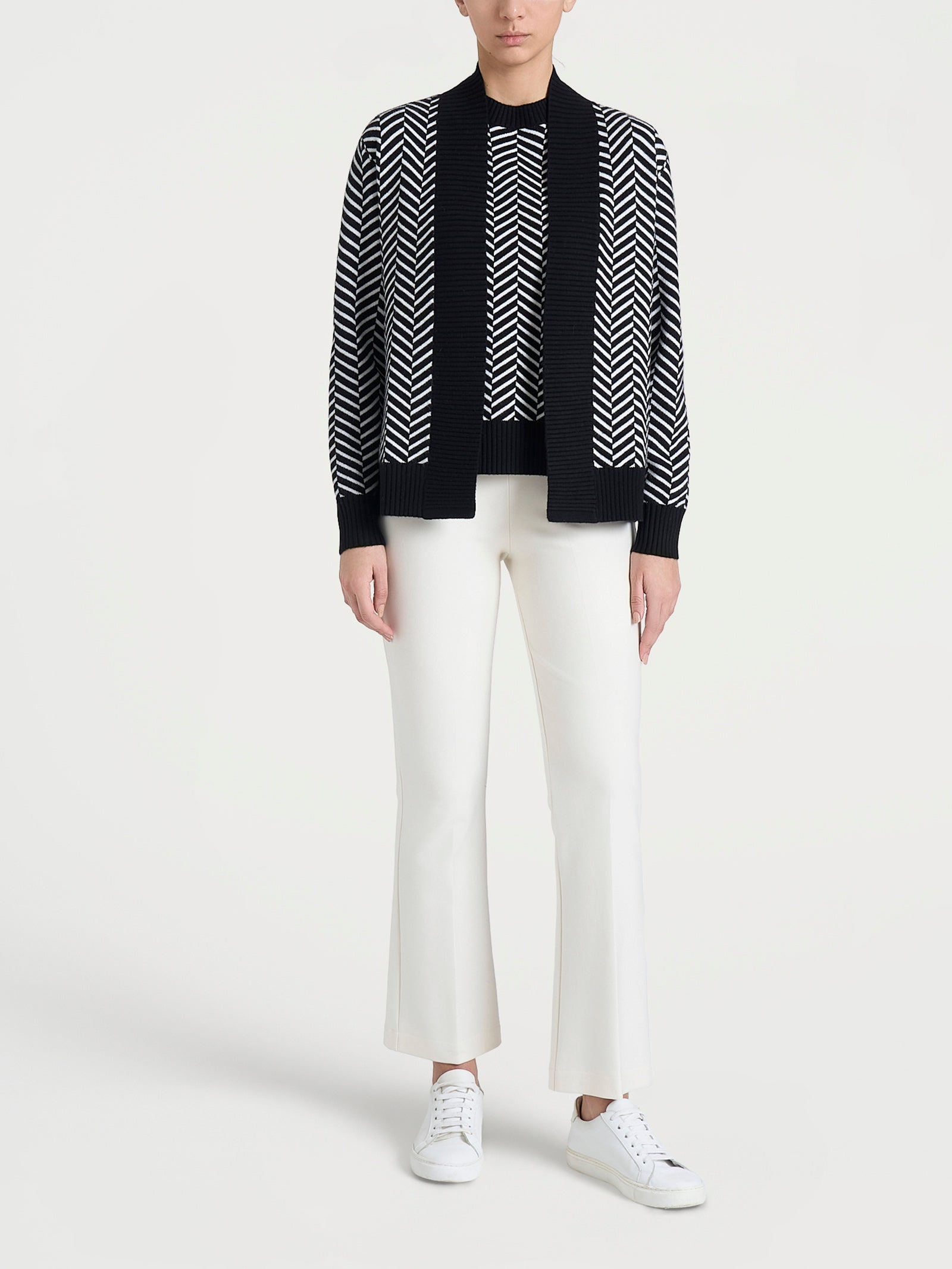 Cardigan aperto con fantasia spigata in Super Soft Neri Donna - Ragno