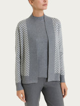 Cardigan aperto con fantasia spigata in Super Soft Neri Donna - Ragno