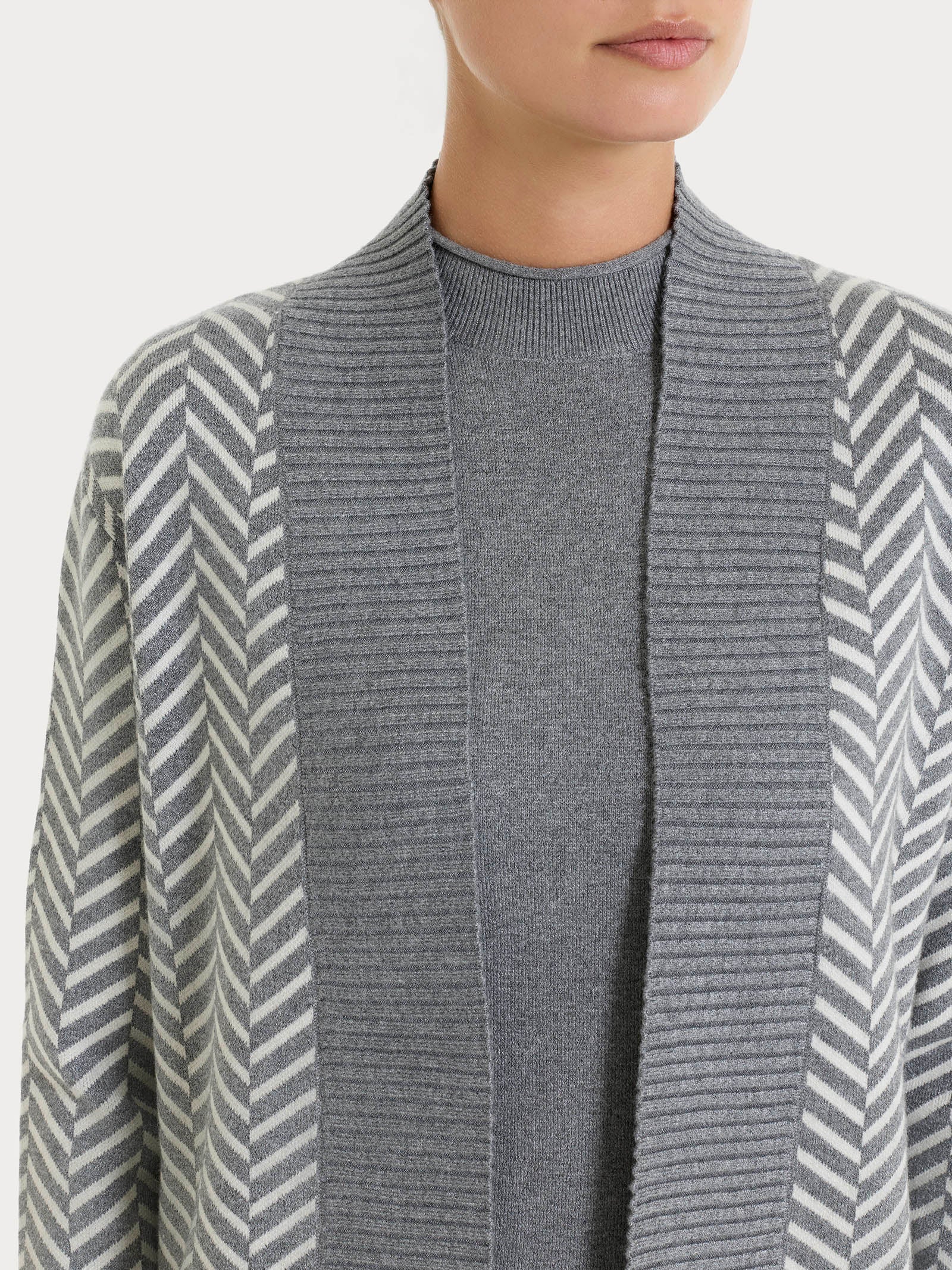 Cardigan aperto con fantasia spigata in Super Soft Neri Donna - Ragno
