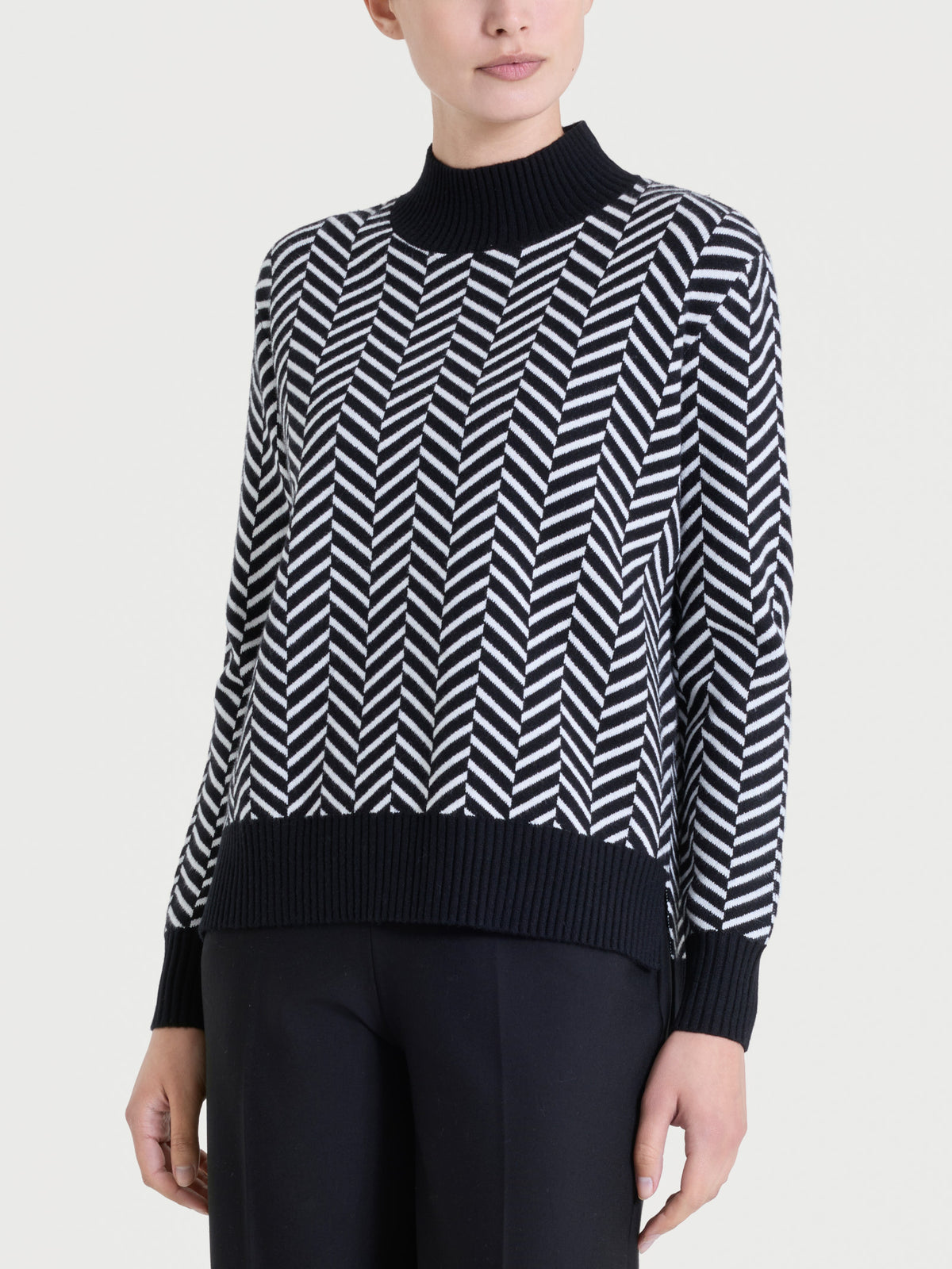 Lupetto con fantasia spigata in Super Soft Neri Donna - Ragno