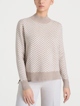 Jersey de cuello alto con estampado de espiga en Super Soft Grigi para mujer - Ragno