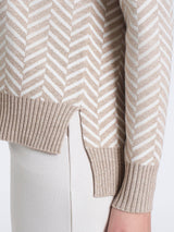 Jersey de cuello alto con estampado de espiga en Super Soft Grigi para mujer - Ragno