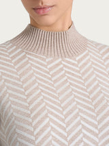 Jersey de cuello alto con estampado de espiga en Super Soft Grigi para mujer - Ragno