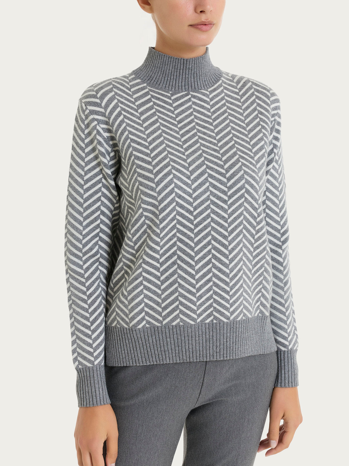 Lupetto con fantasia spigata in Super Soft Neri Donna - Ragno