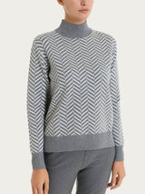 Lupetto con fantasia spigata in Super Soft Neri Donna - Ragno