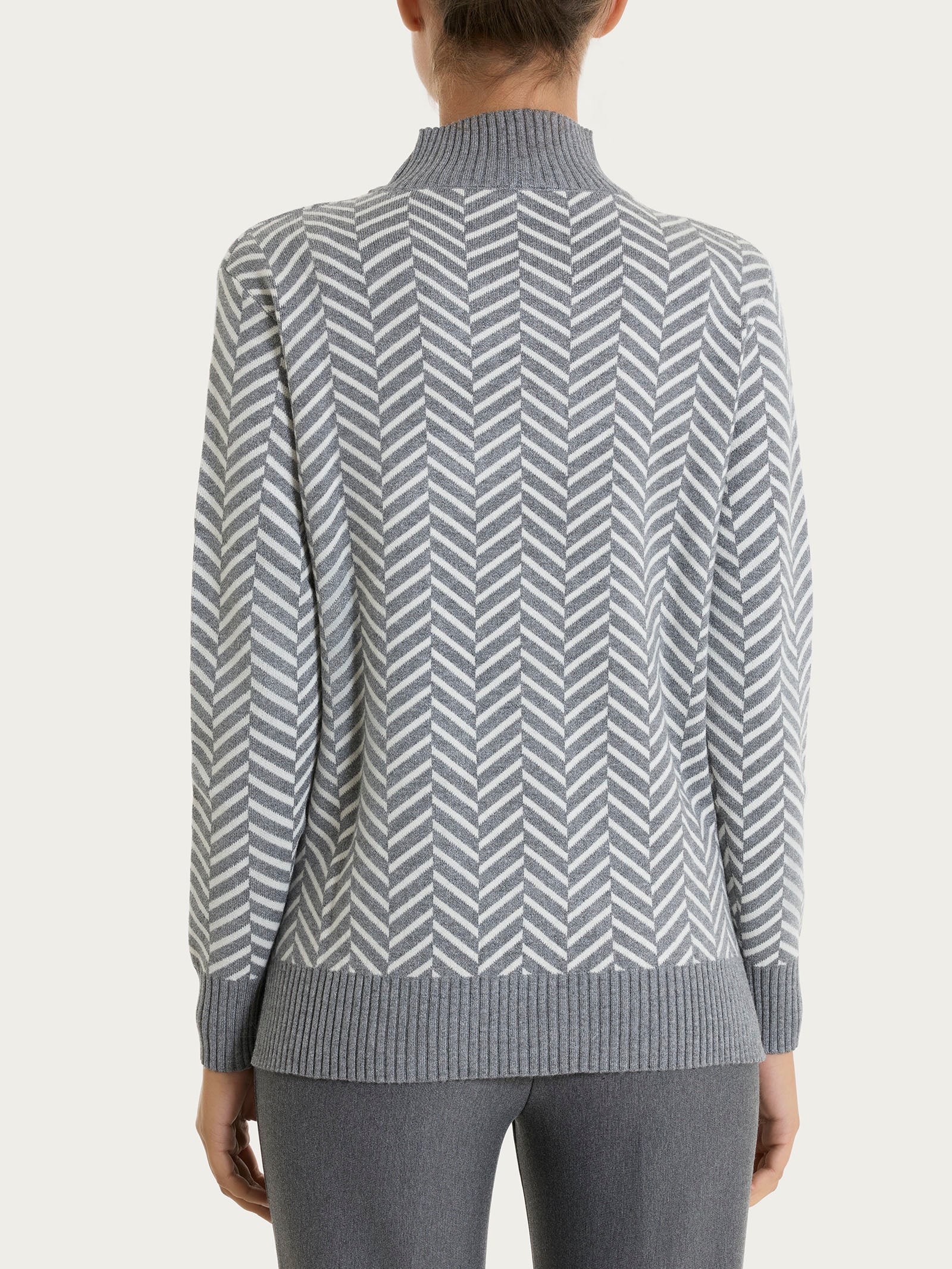 Lupetto con fantasia spigata in Super Soft Neri Donna - Ragno