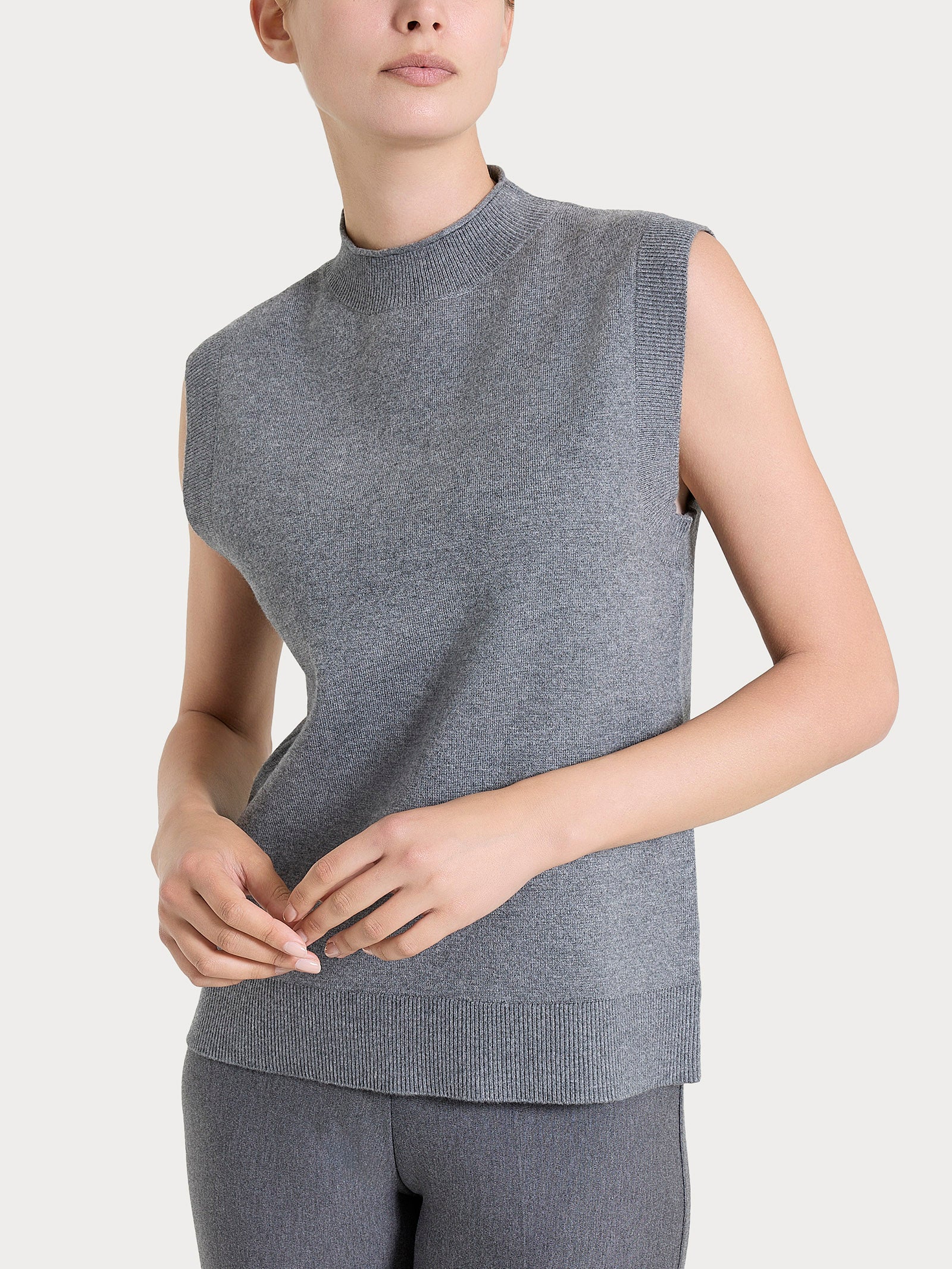 Maglia smanicata in Super Soft Neri Donna - Ragno