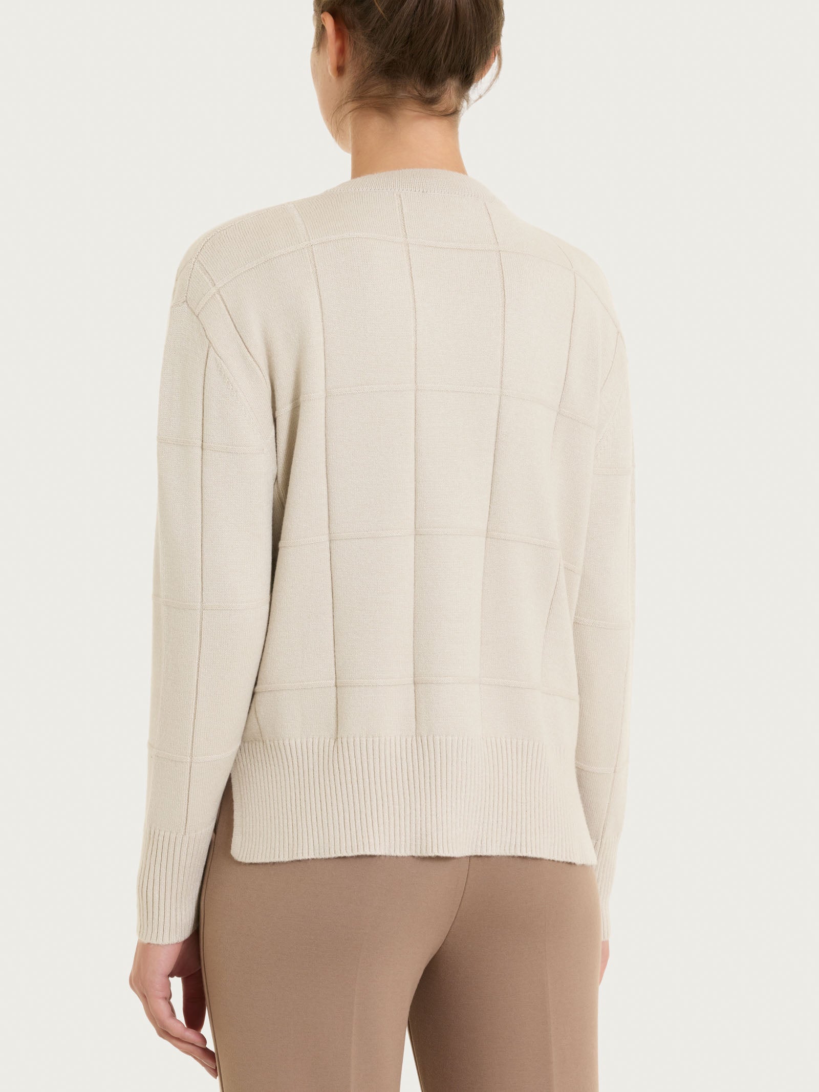 Cardigan con scollo a V e fantasia check in Super Soft Bianchi Donna - Ragno