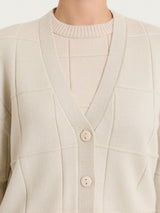 Cardigan con scollo a V e fantasia check in Super Soft Bianchi Donna - Ragno