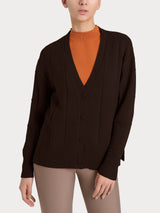 Cardigan con scollo a V e fantasia check in Super Soft Marroni Donna - Ragno