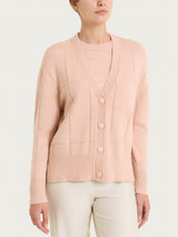 Cardigan con scollo a V e fantasia check in Super Soft Rosa Donna - Ragno