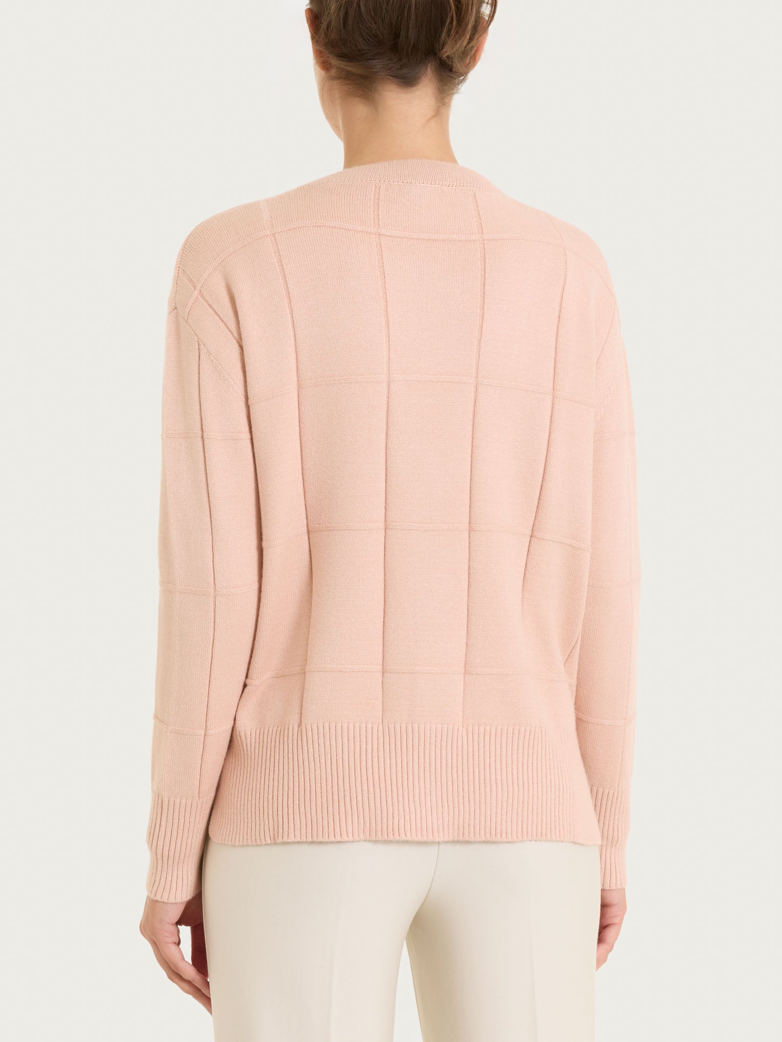 Cardigan con scollo a V e fantasia check in Super Soft Rosa Donna - Ragno