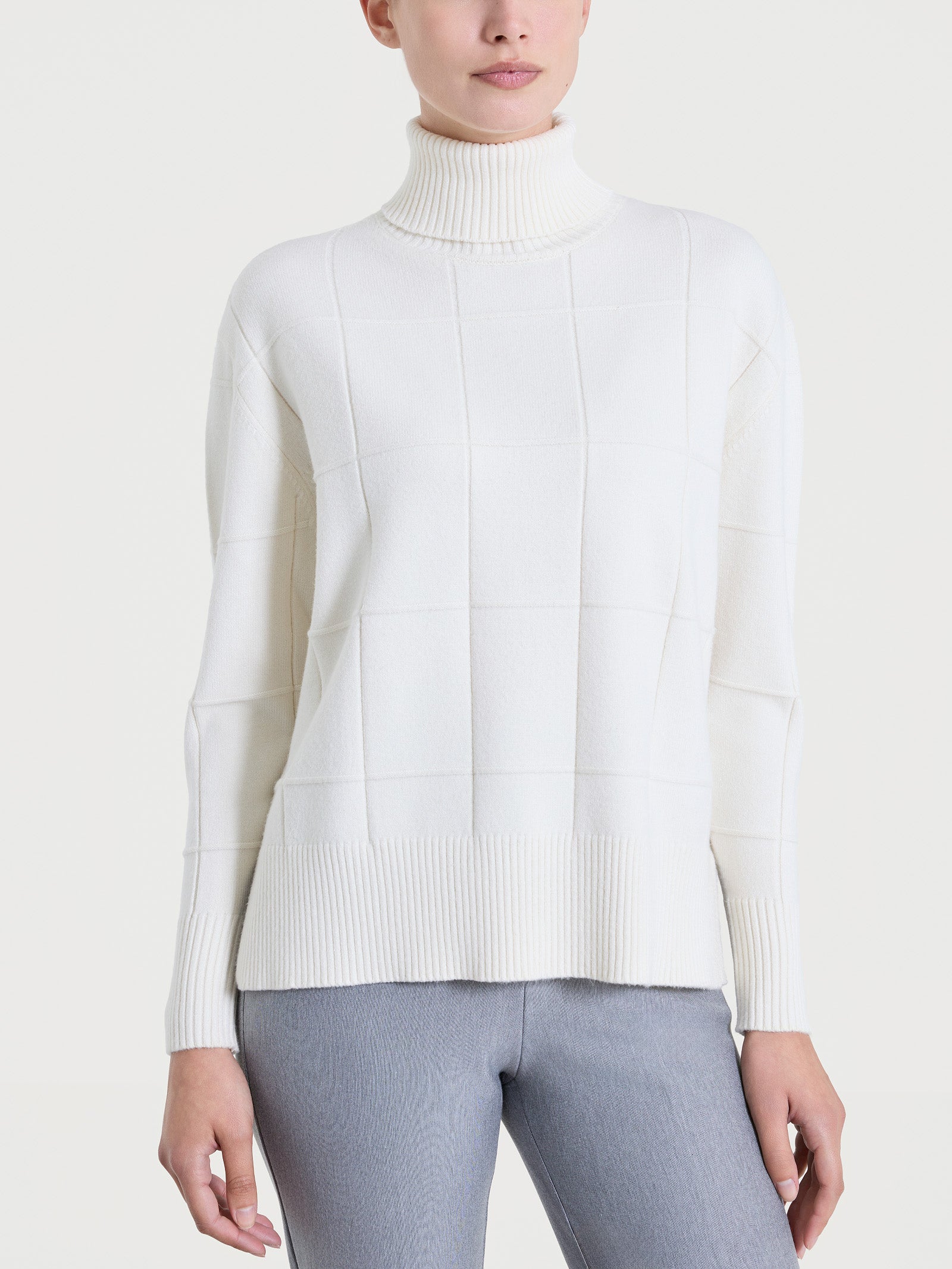 Dolcevita con fantasia check in Super Soft Bianchi Donna - Ragno