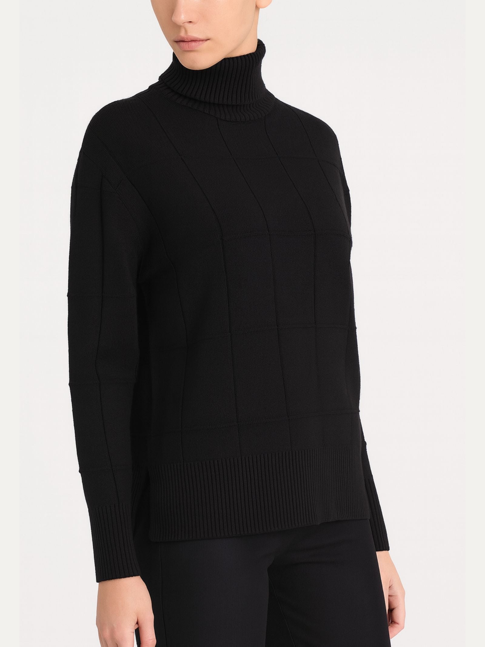 Dolcevita con fantasia check in Super Soft Neri Donna - Ragno