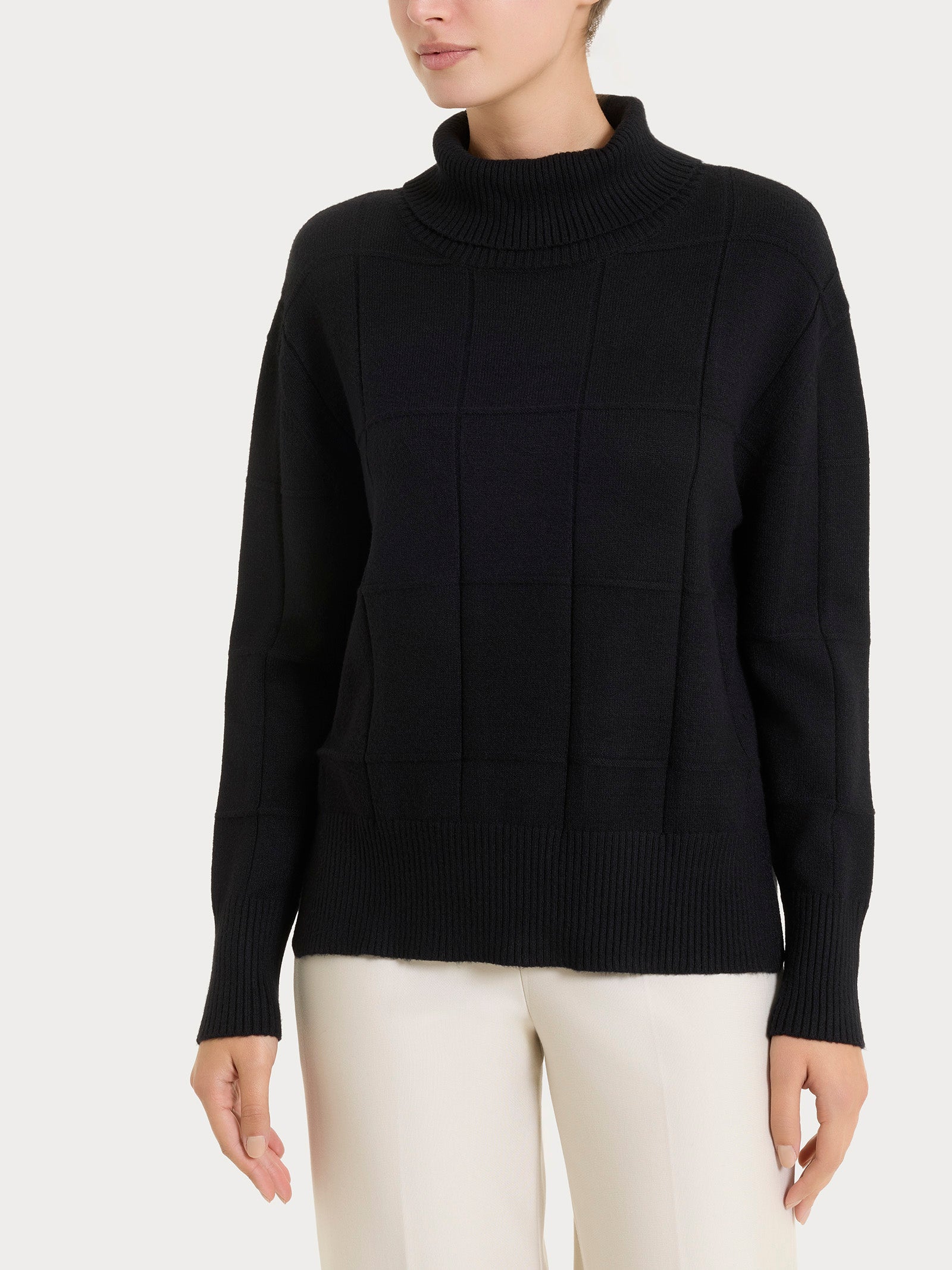 Dolcevita con fantasia check in Super Soft Neri Donna - Ragno