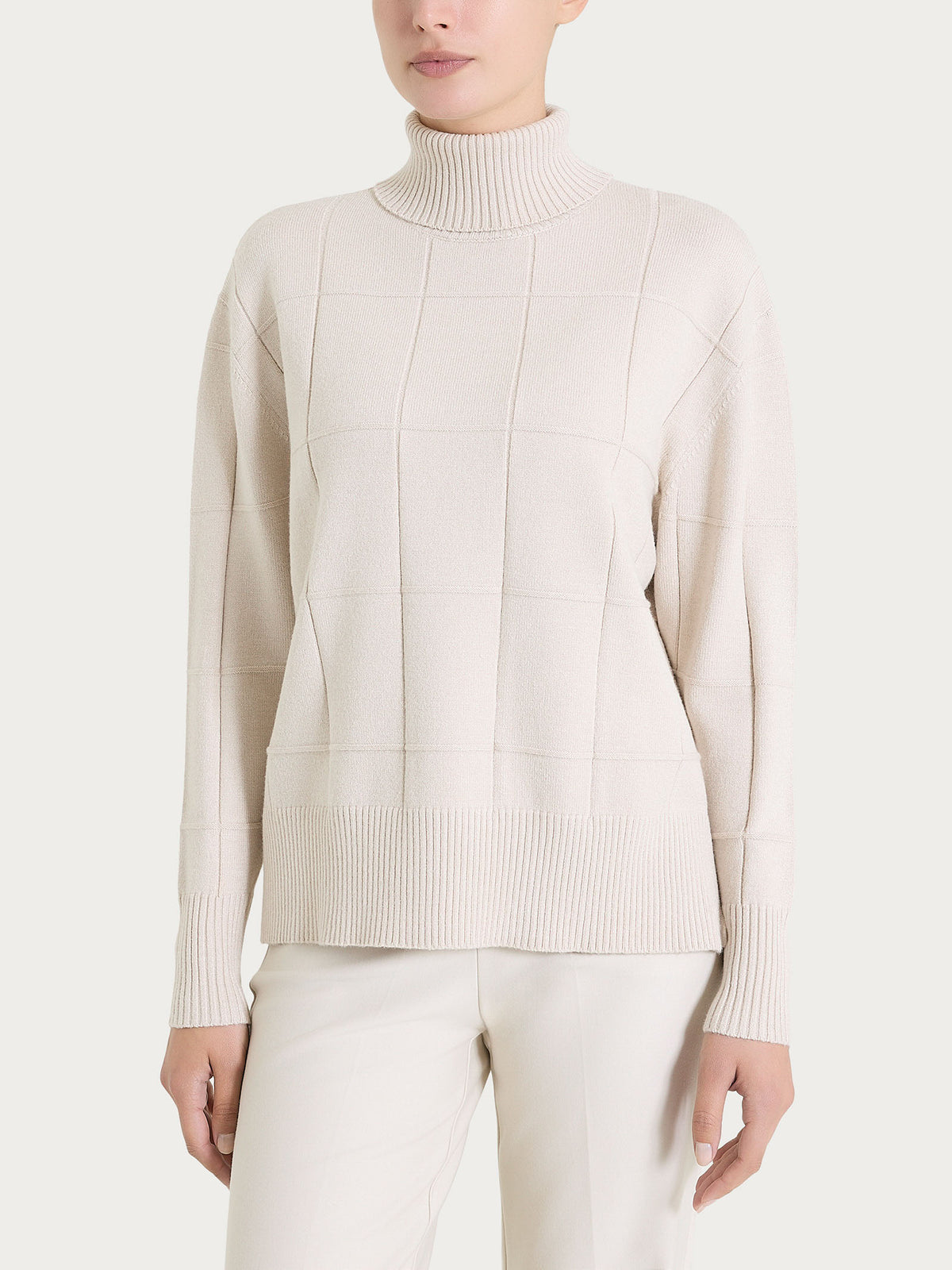 Dolcevita con fantasia check in Super Soft Bianchi Donna - Ragno