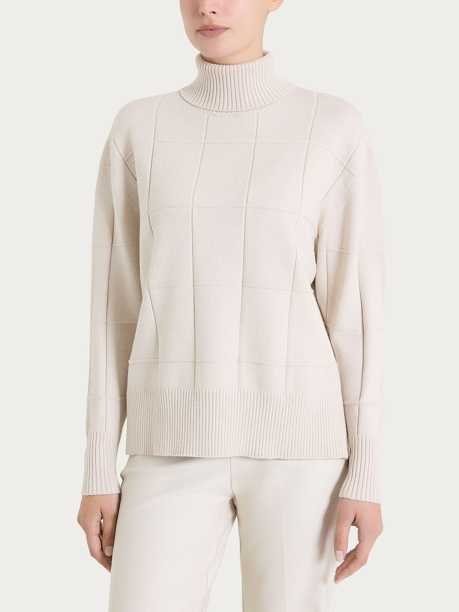 Dolcevita con fantasia check in Super Soft Bianchi Donna - Ragno