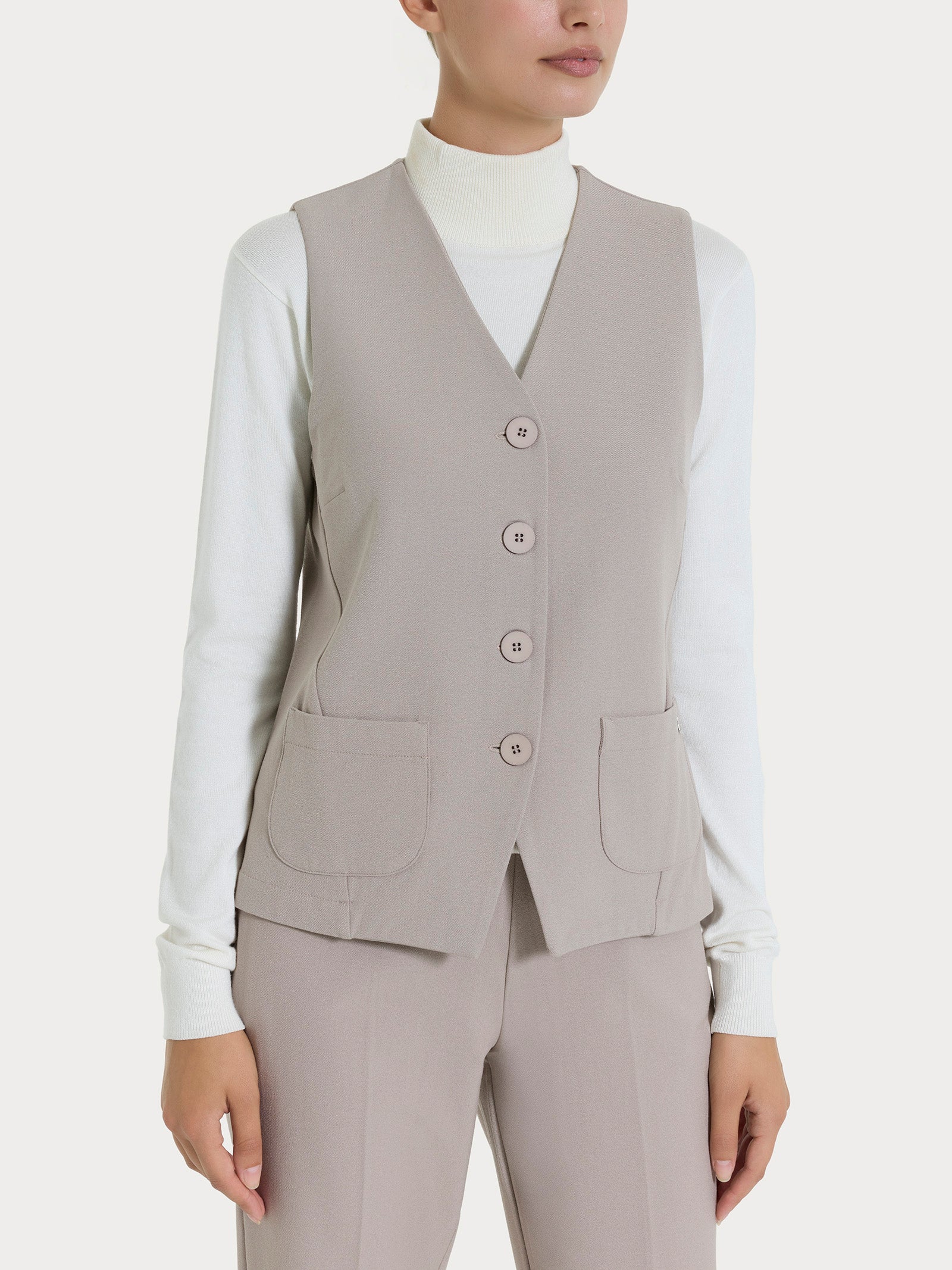 Gilet con quattro bottoni in Flannel Twill Grigi Donna - Ragno