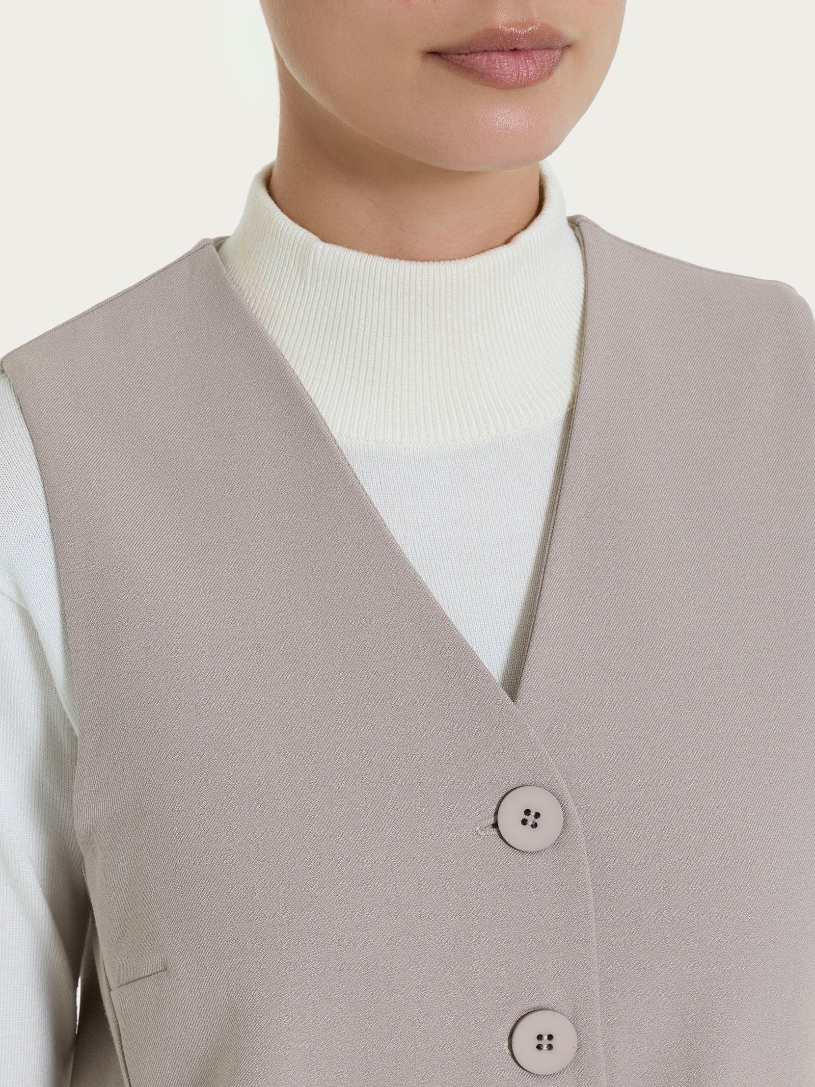 Gilet con quattro bottoni in Flannel Twill Grigi Donna - Ragno