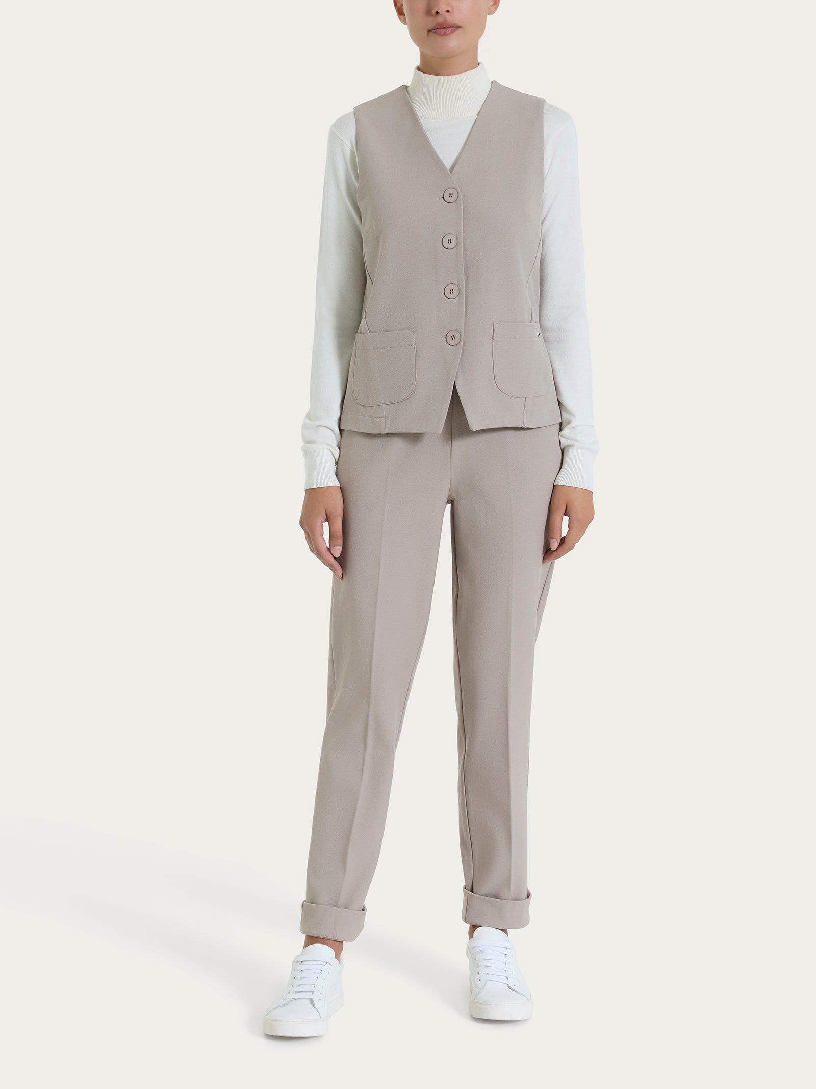 Gilet con quattro bottoni in Flannel Twill Grigi Donna - Ragno