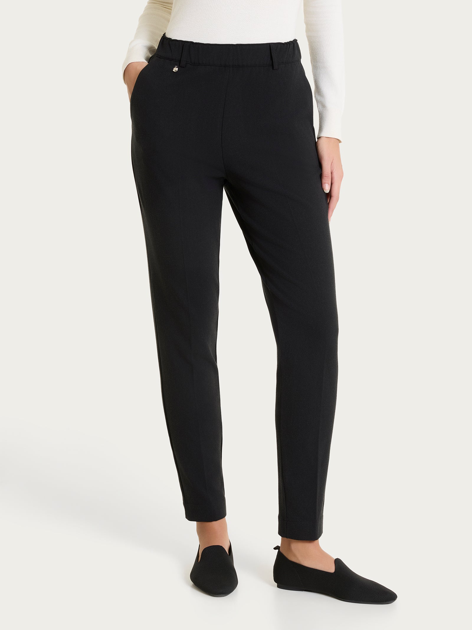 Pantalone chino slim con tasche in Flannel Twill Neri Donna - Ragno