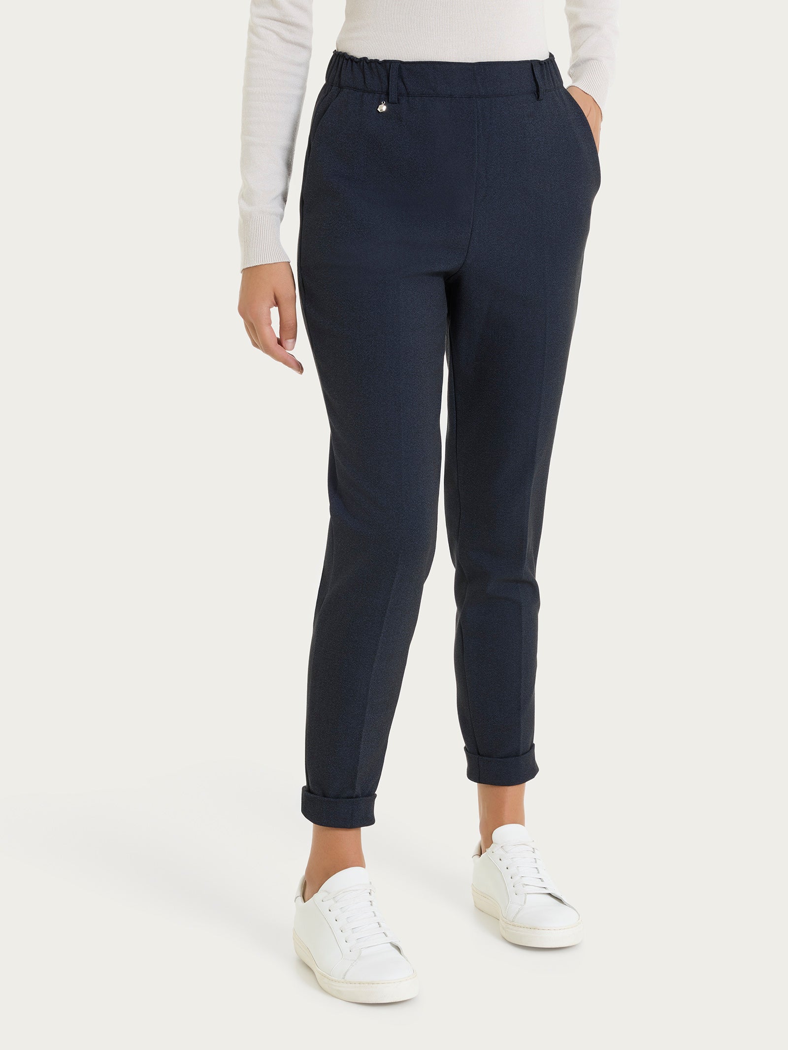 Pantalone chino slim con tasche in Flannel Twill Blu Donna - Ragno