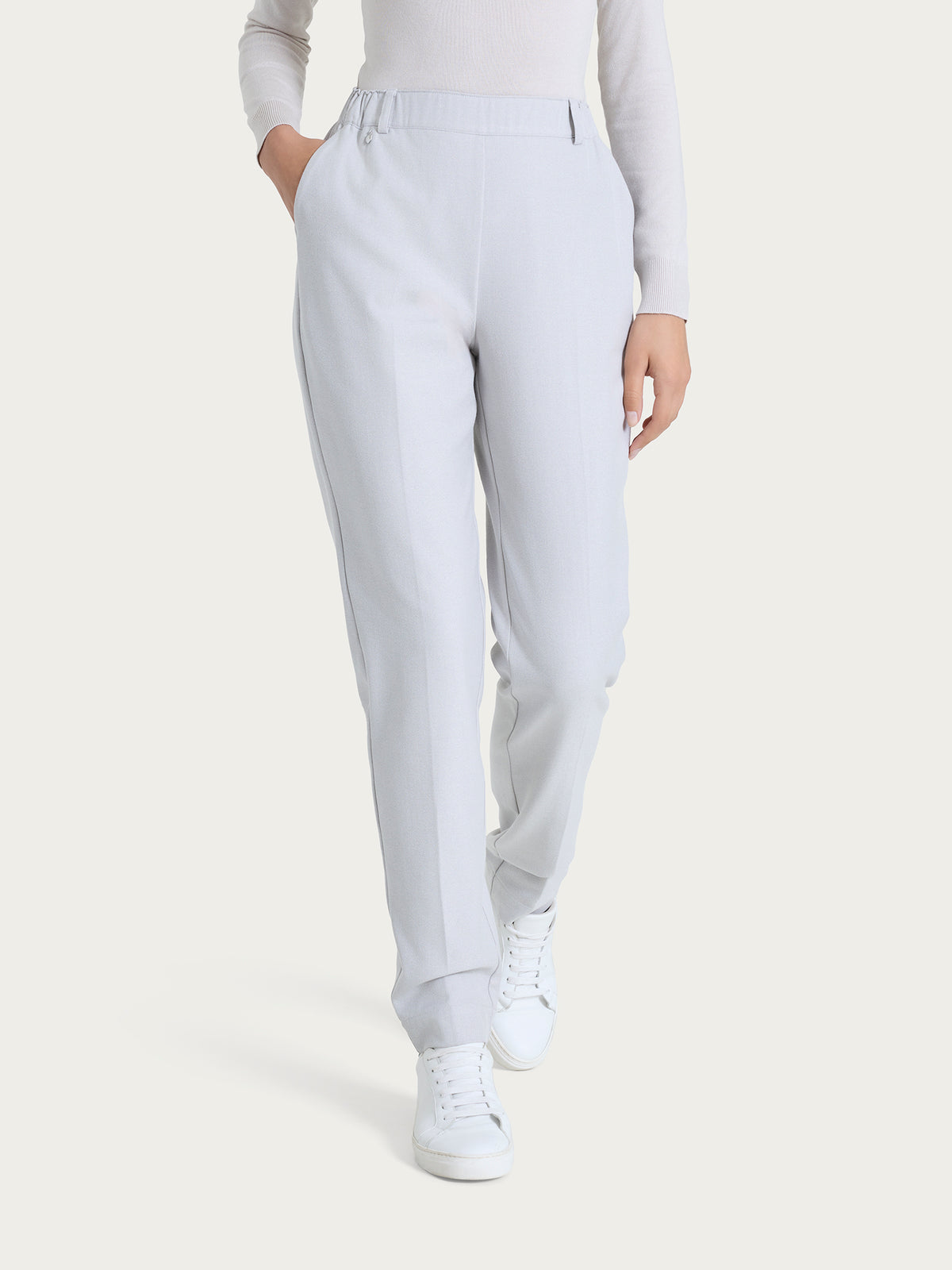 Pantalone chino slim con tasche in Flannel Twill Neri Donna - Ragno