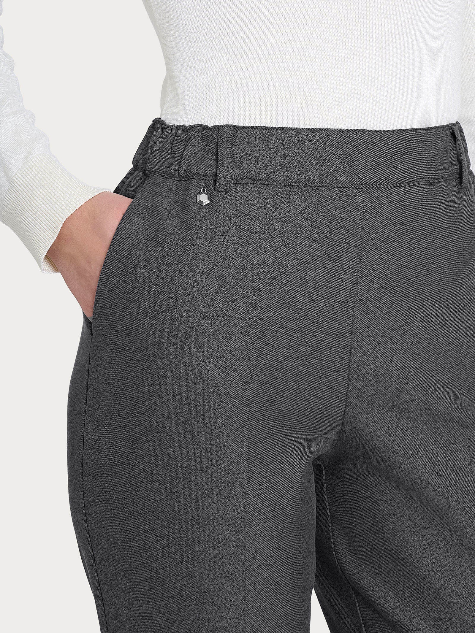 Pantalone chino slim con tasche in Flannel Twill Neri Donna - Ragno