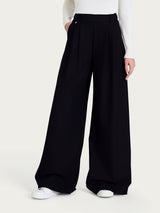 Pantalone a palazzo con tasche e pinces in Flannel Twill Neri Donna - Ragno