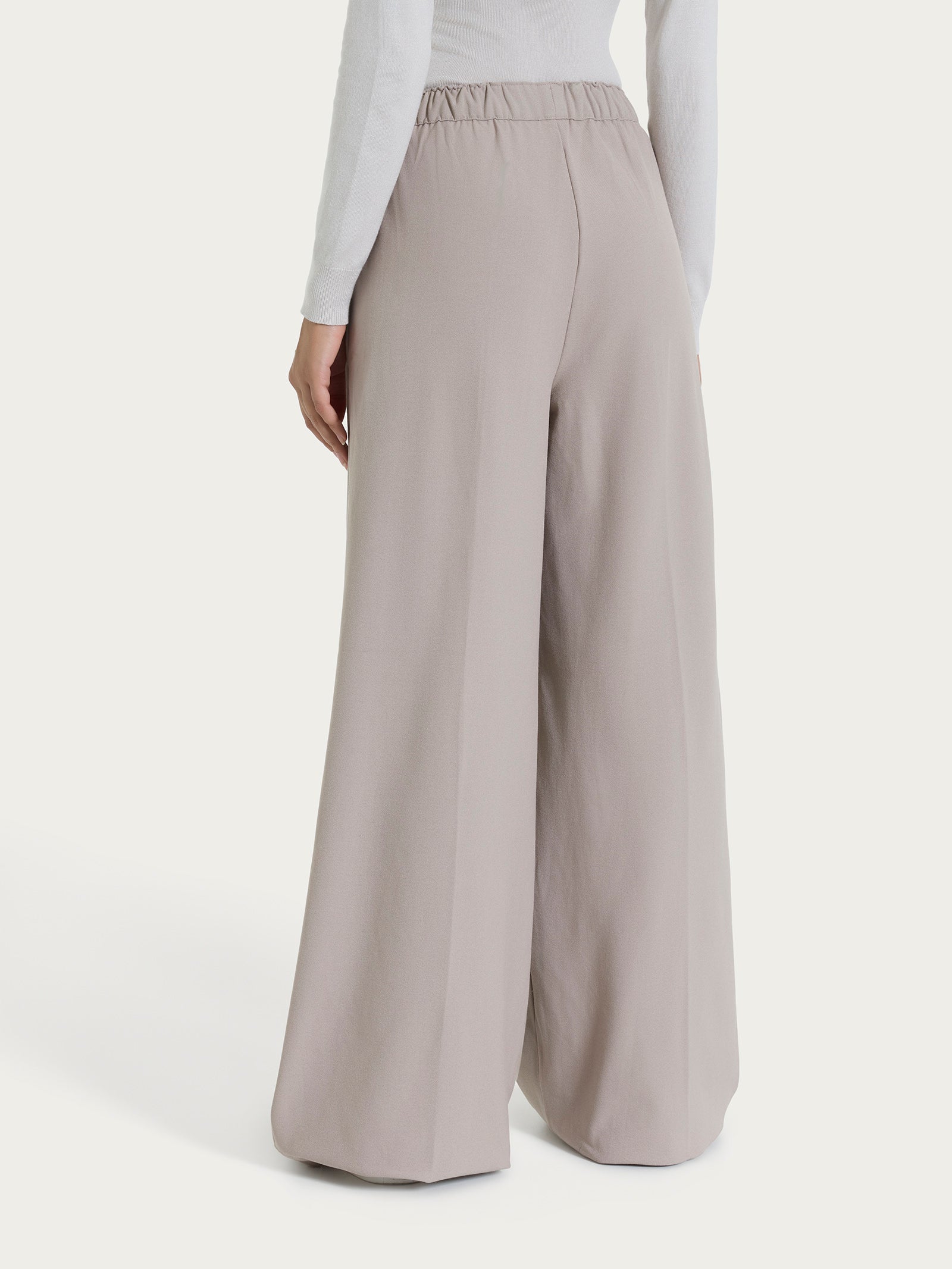 Pantalone a palazzo con tasche e pinces in Flannel Twill Grigi Donna - Ragno