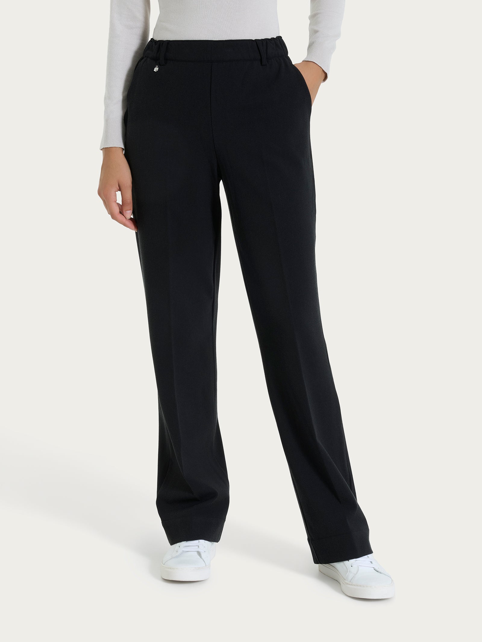 Pantalone ampio con tasche in Flannel Twill Neri Donna - Ragno