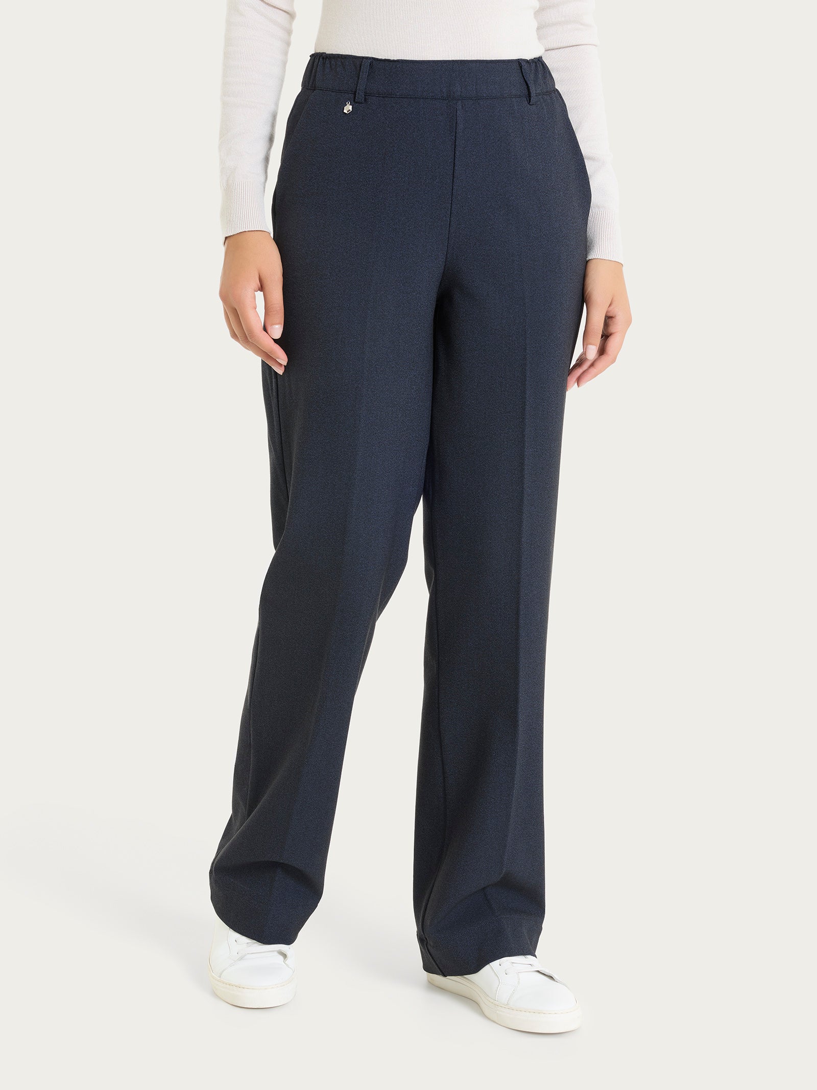 Pantalone ampio con tasche in Flannel Twill Blu Donna - Ragno