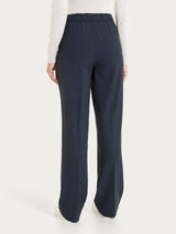 Pantalone ampio con tasche in Flannel Twill Blu Donna - Ragno