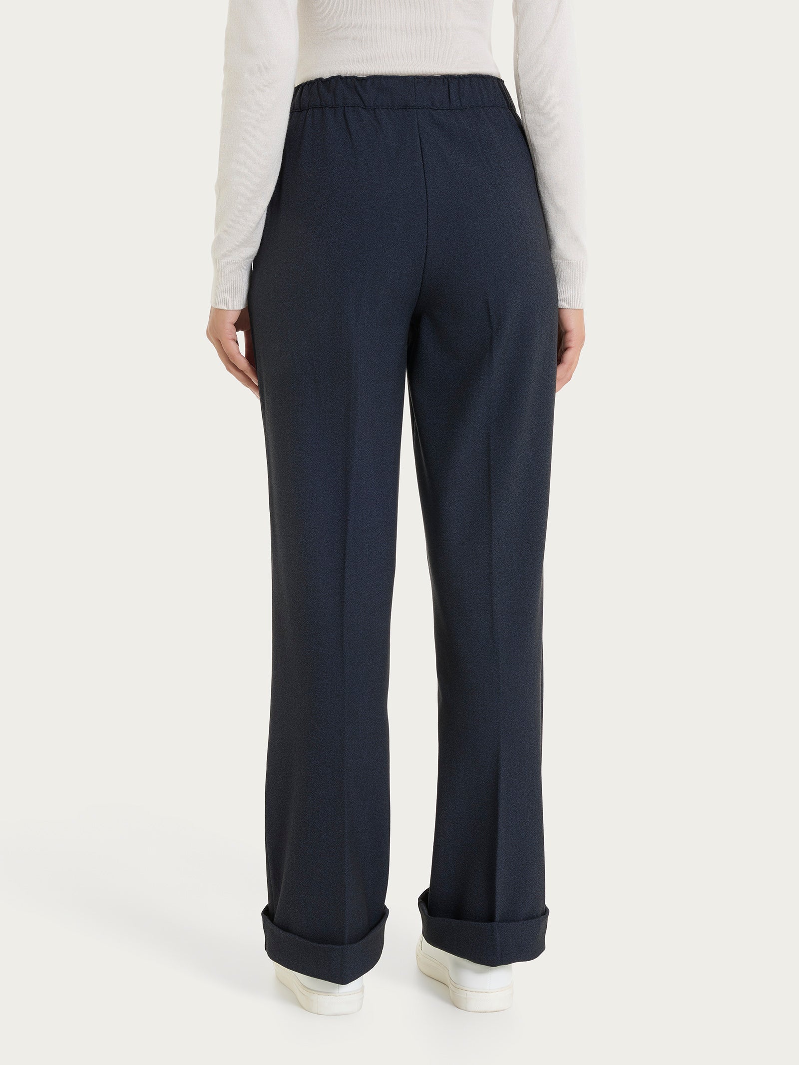 Pantalone ampio con tasche in Flannel Twill Blu Donna - Ragno