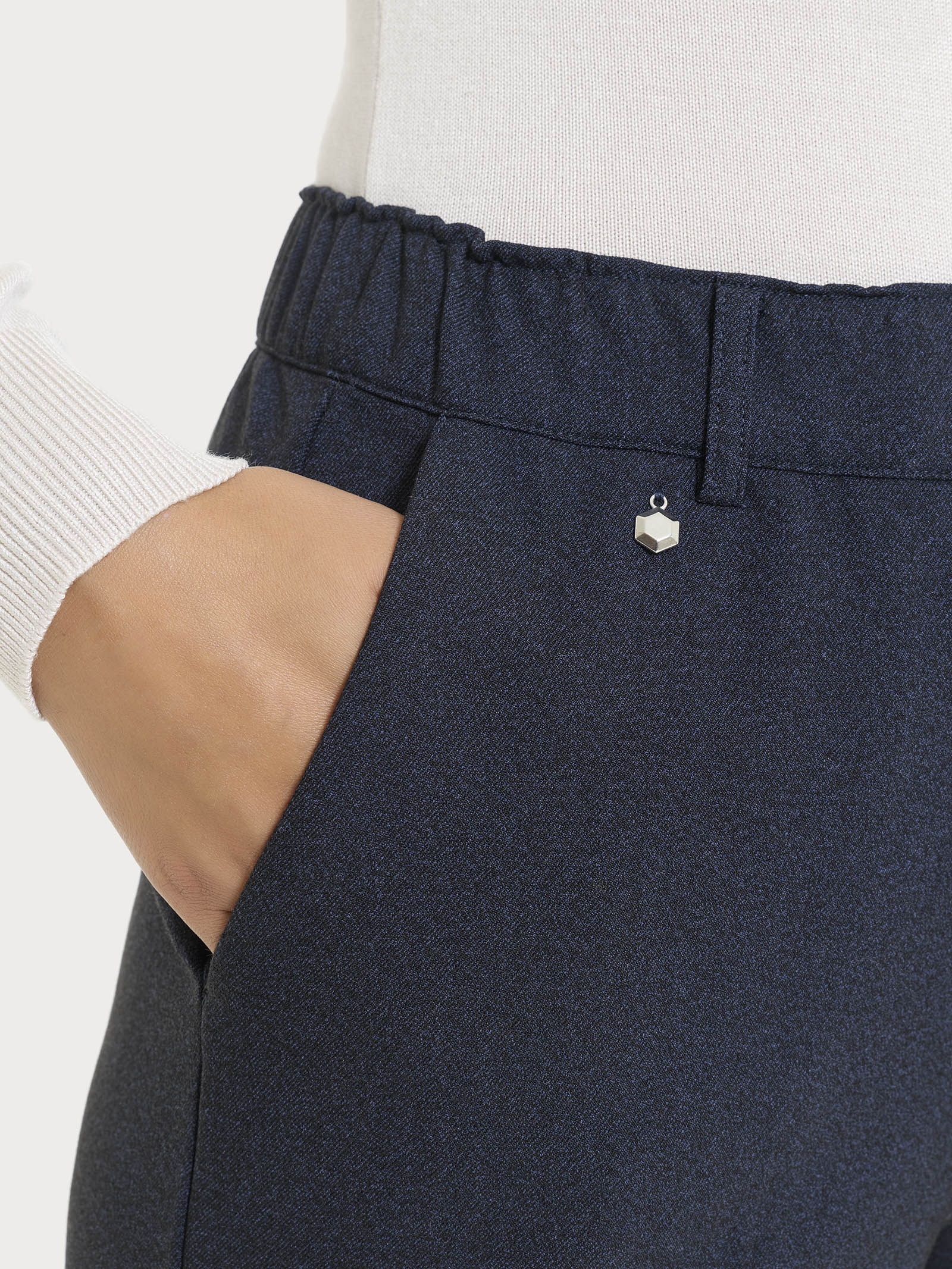 Pantalone ampio con tasche in Flannel Twill Blu Donna - Ragno