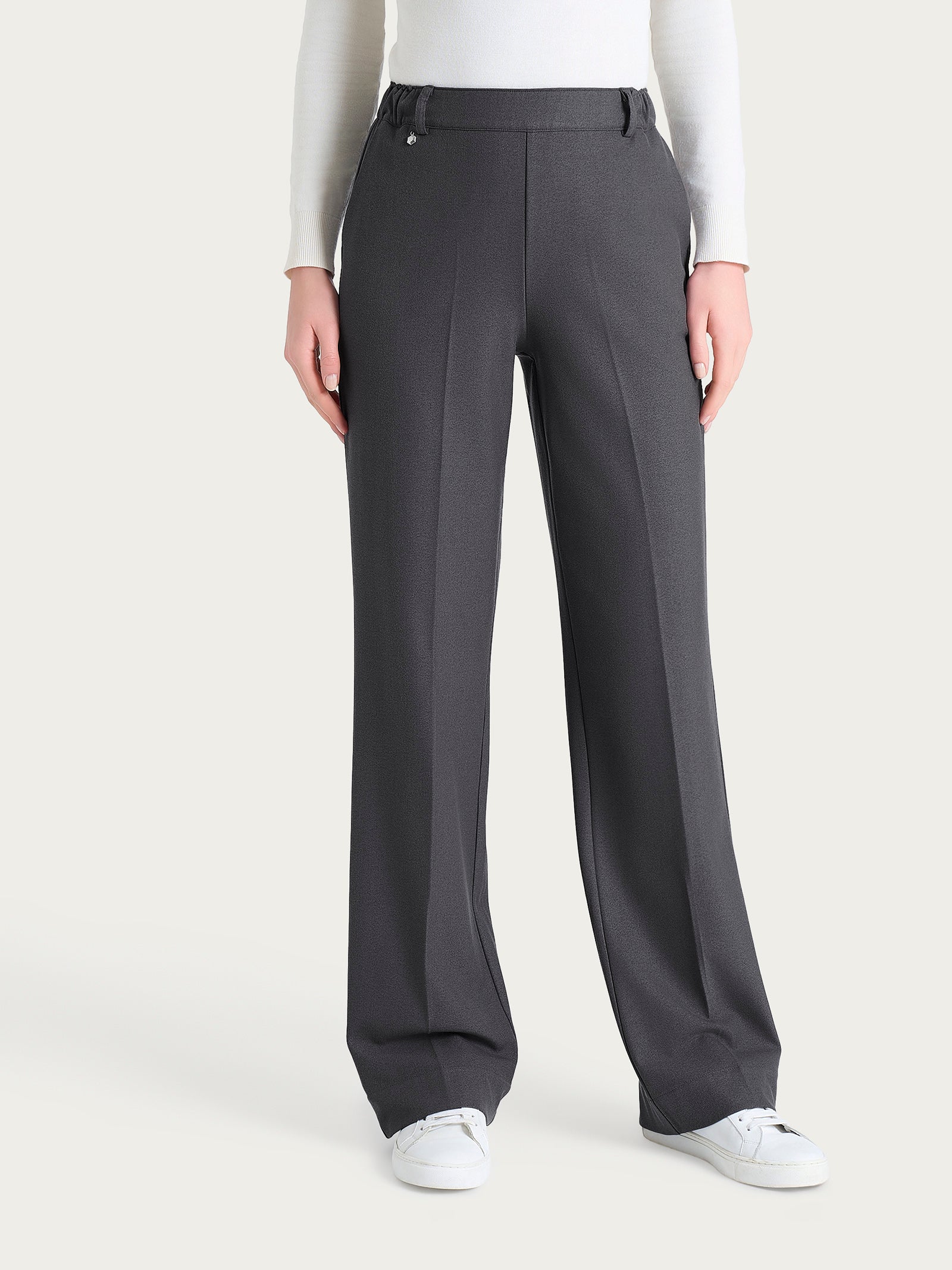 Pantalone ampio con tasche in Flannel Twill Neri Donna - Ragno