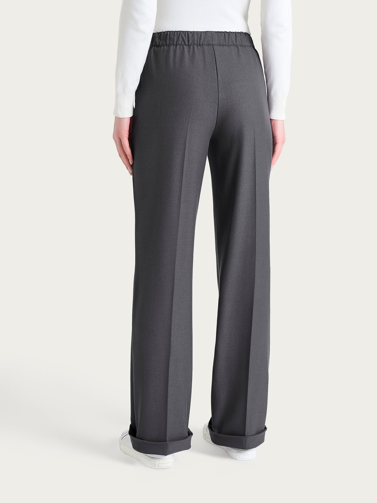Pantalone ampio con tasche in Flannel Twill Neri Donna - Ragno