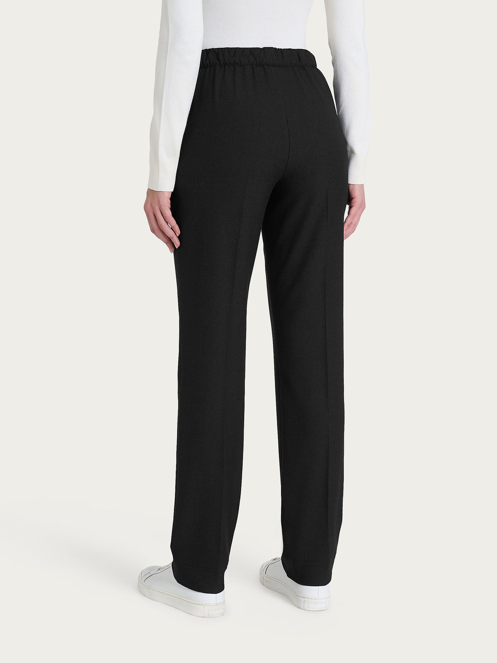 Pantalone dritto con tasche in Flannel Twill Neri Donna - Ragno