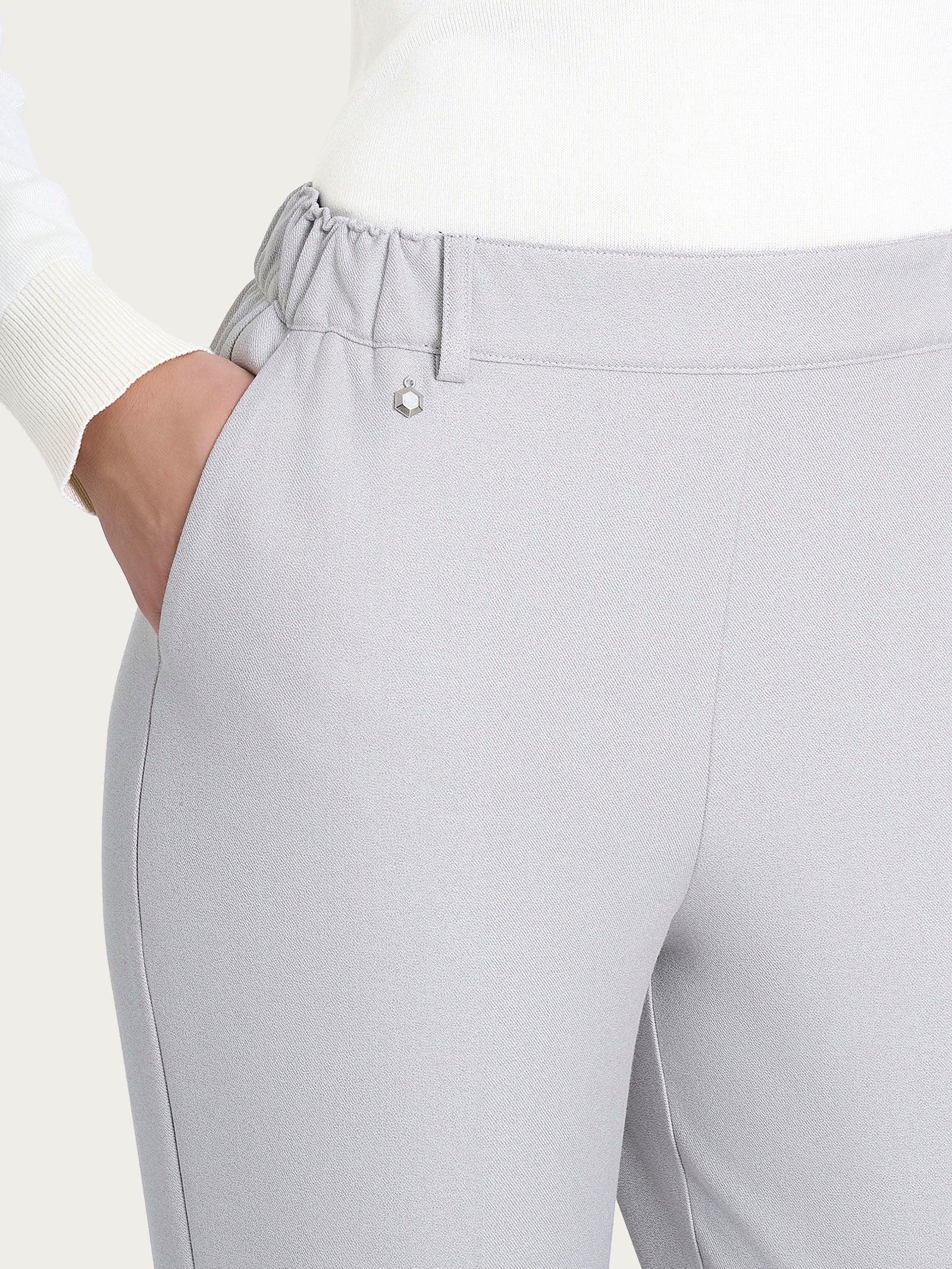 Pantalone dritto con tasche in Flannel Twill Neri Donna - Ragno
